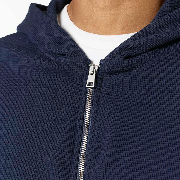 Waffle Full Zip Hoodie | Navy