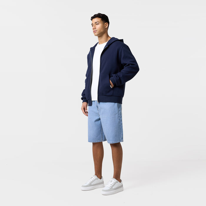 Waffle Full Zip Hoodie | Navy