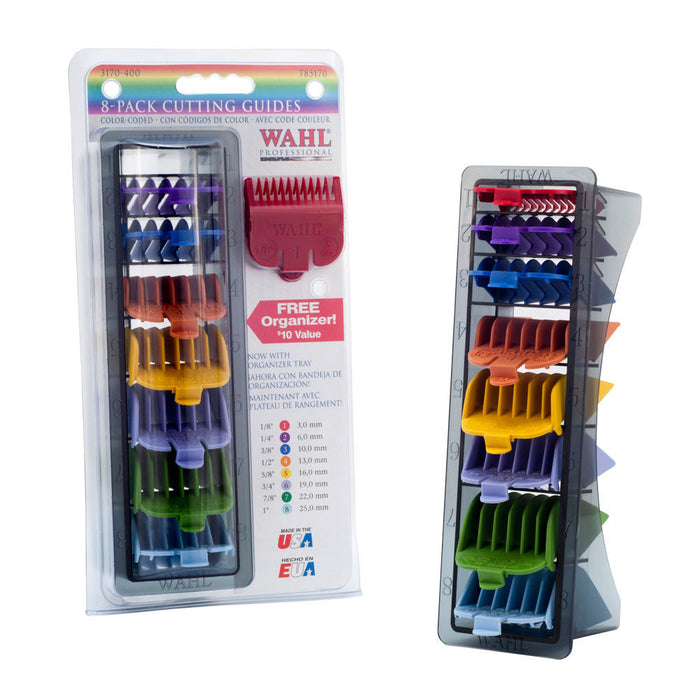 Wahl 8-Pack Color Coded Cutting Guides Combs #3170-400 - Palms Fashion Inc.