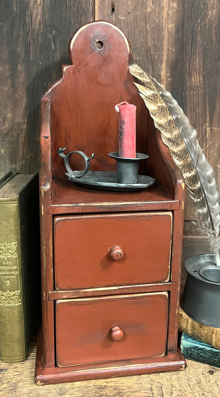 WD-10 Two Drawer Candle Shelf - Aged Red