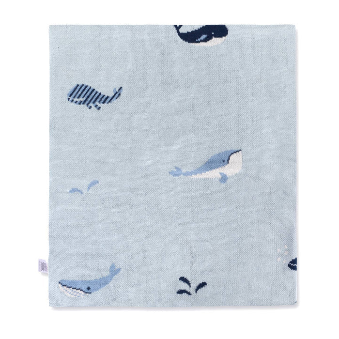 Whales - Organic Cotton Jacquard Sweater Knit Baby Blankets