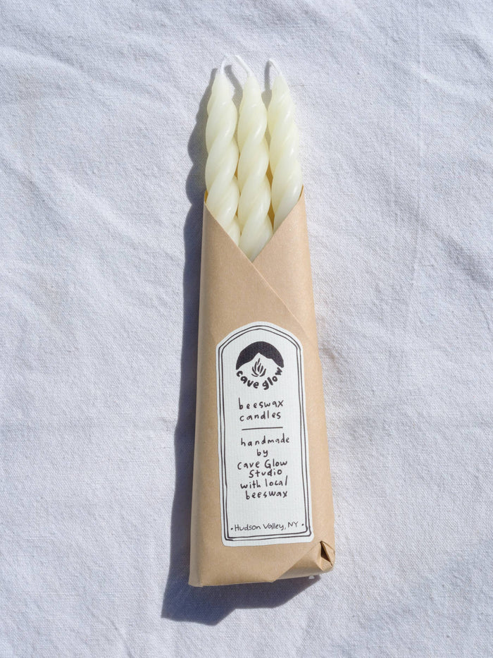 White Beeswax Taper Candles Set of 3 - CARLYLE AVENUE