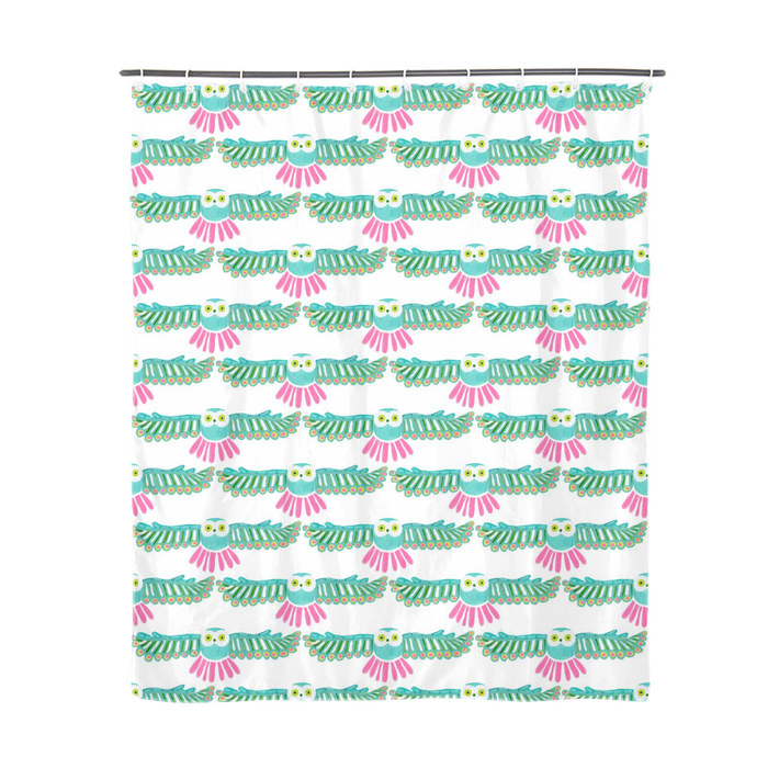 White Night Owl Shower Curtain
