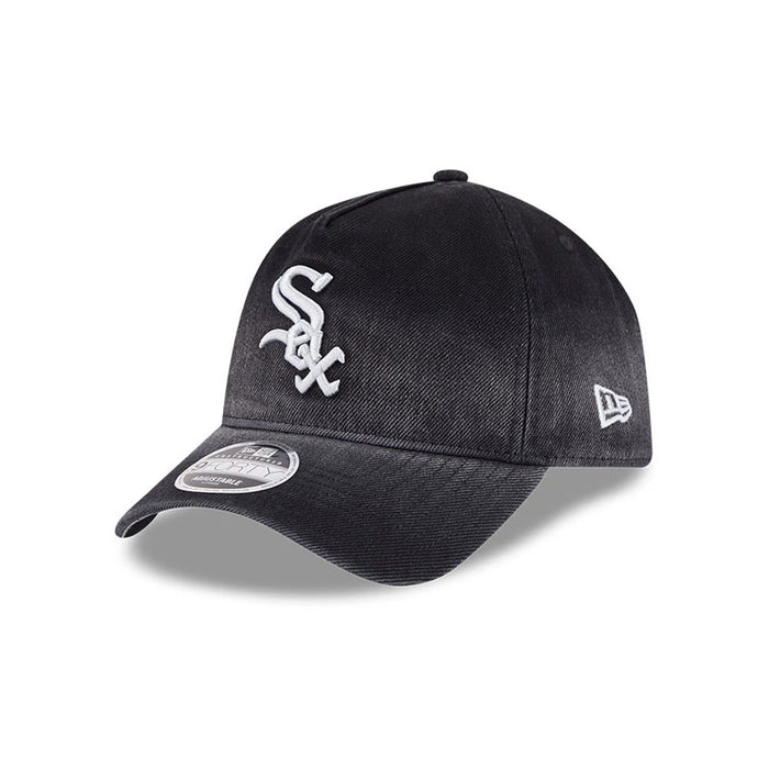 Pictured is this MLB Washed Denim Chicago White Sox 9FORTY A-Frame Unstructured cap in black. 1