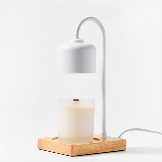 White & Wood Arched Candle Warmer Lamp