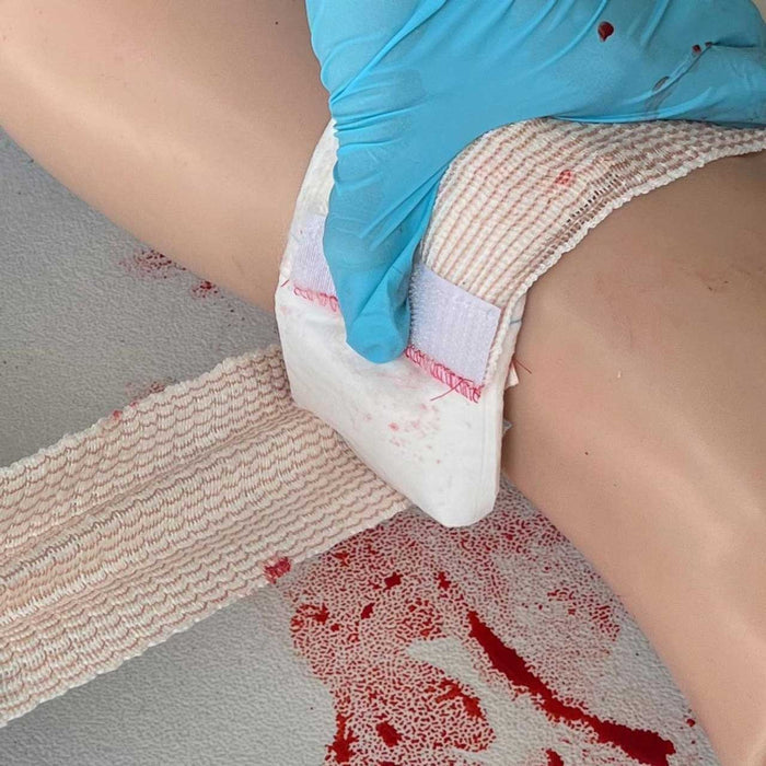 Rescue Essentials WoundPack Bandage System, in use