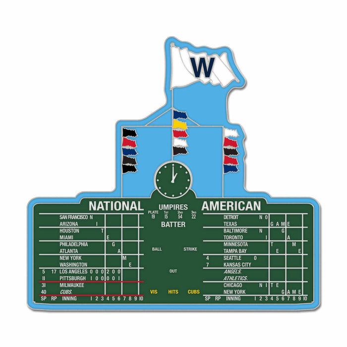 Wrigley Field Scoreboard W Flag Lapel Pin