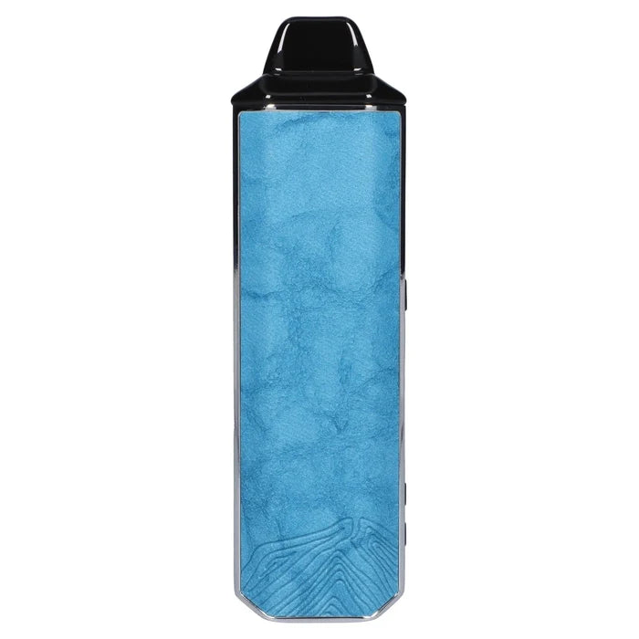 Close-up front view of the blue Xvape Aria Dual Use Vaporizer - Blue showing its textured panel and glossy black mouthpiece against a white background.