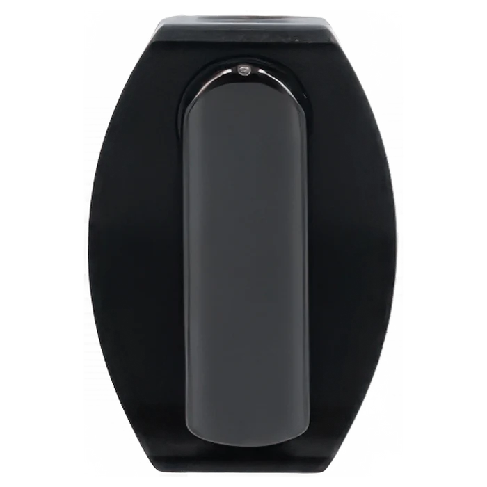 Top-down close-up of the black XVape Starry 3.0 Mouthpiece - Black showing its rounded rectangular central stem set against an oval base.