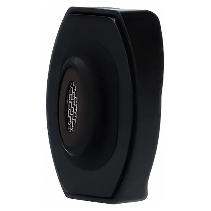 Close-up angled view of the black XVape Starry 3.0 Mouthpiece - Black showing its oval front with a central metal mesh.