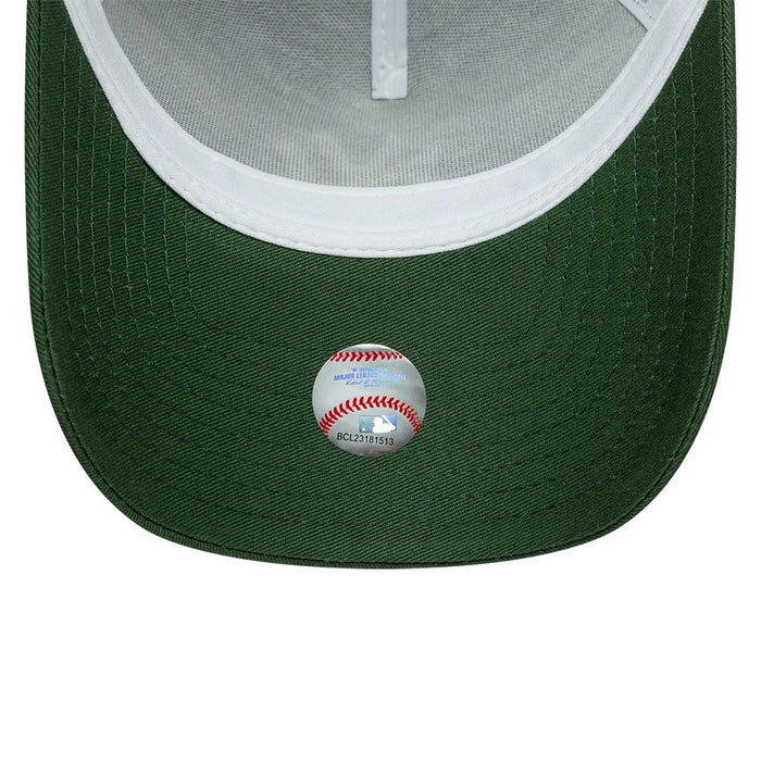 Pictured is this MLB League Essential New York Yankees 9FORTY A-Frame Trucker cap in dark green. 5