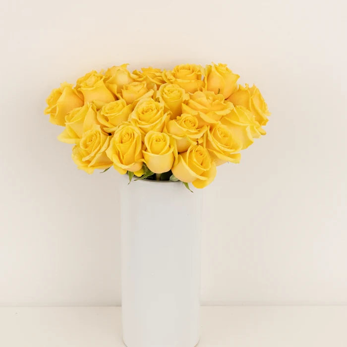 Yellow Butterscotch Fresh Cut Rose Vase - Image