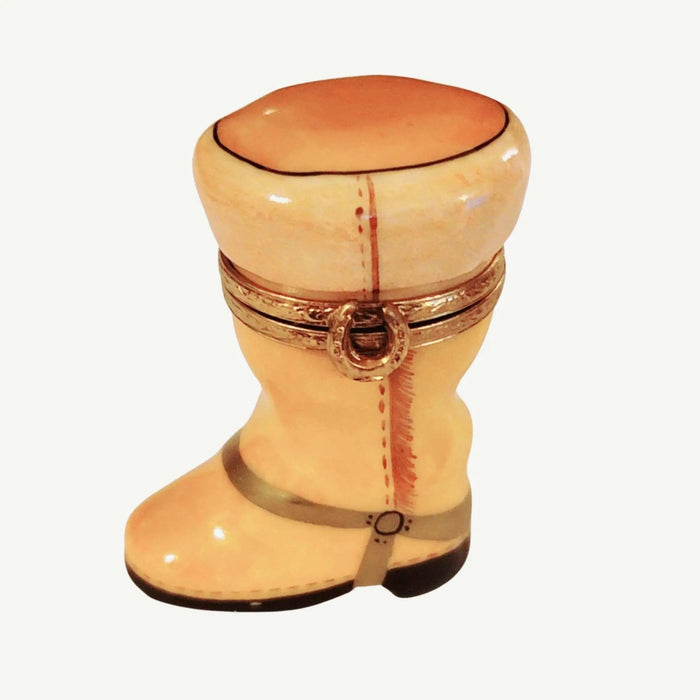 Yellow Cowboy Boot Limoges Box Porcelain Limoges shoes farm animals French Trinket Box