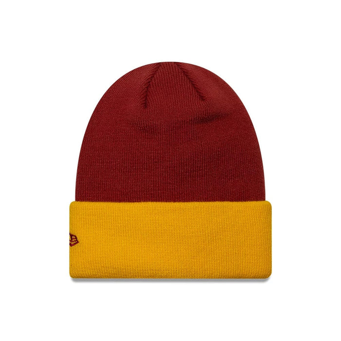 Pictured is this Youth AS Roma Team Skull Knit Beanie hat in dark red. 2